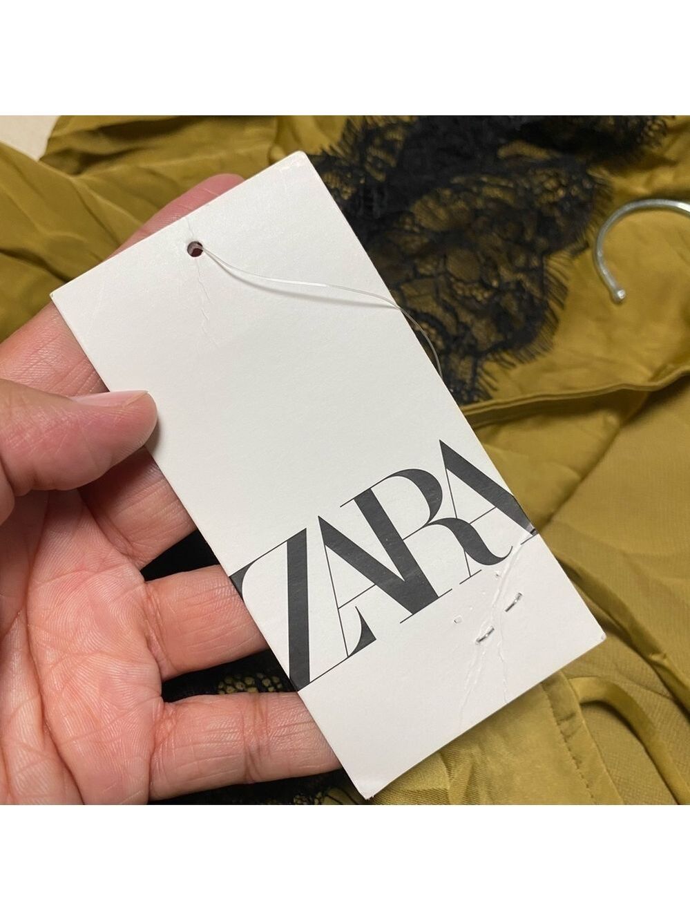 Zara Slip Dress Women’s Size XS Green Yellow black lace detail MIDI NWT - Picture 10 of 15